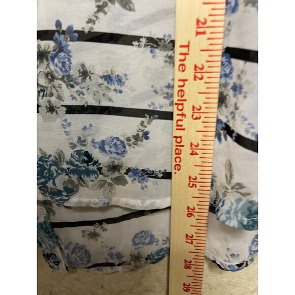 Torrid Floral Striped Open Button Back Blouse Black White Semi Sheer Women's 2X - Picture 7 of 10